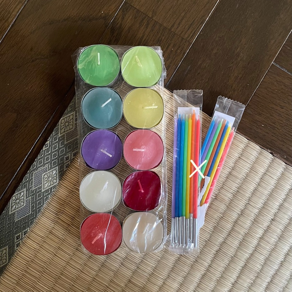Colorful Tealight Candle Set with Straws